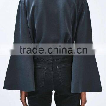2016 Fashion and Elegant design Flare sleeve women tops and blouses custom