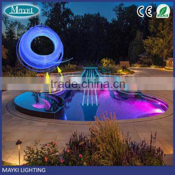 Swimming pool lighting using 12mm side-glowing optical fiber