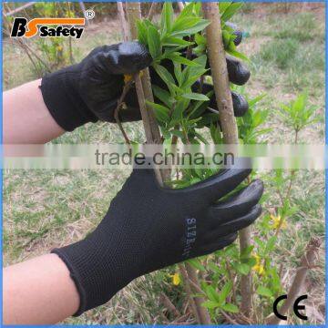 BSSAFETY softtextile nitrile coated gloves/pvc glove/disposable safety glove for good working