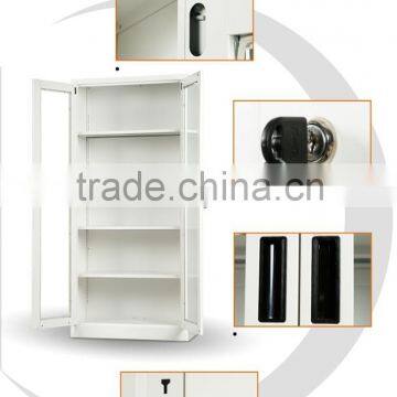 Modern Steel Bookcase Cabinet With 2 Swing Glass Door photo-4