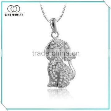 High Quality dog shaped sterling silver cz pendants