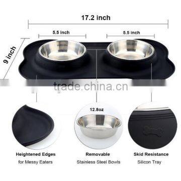 Stainless Steel Dog Bowl With No Spill Non-Skid Silicone Mat photo-2