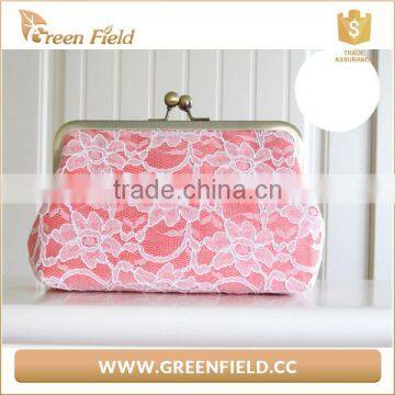 Popular Woven Pink Lace Lady Clutch Bag Dinner Party Handbag photo-2