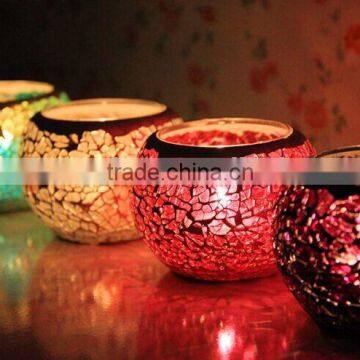 Mosaic glass candle holder, colored luminous ,amazing home decoration