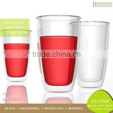 Reusable Double Wall Clear Borosilicate Glass Water Tea Coffee Cup photo-4