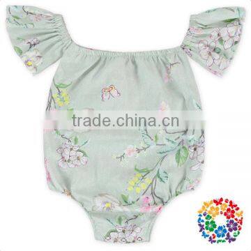 infant baby floral cotton boho short sleeve romper open snap crotch bodysuit