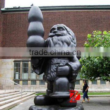 Large Bronze Santa Clous Statue with big Bell for square decoration