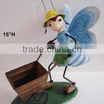 YS88200 blue butterfly metal flower cart made in Xiamen with size 14.5*7*15"