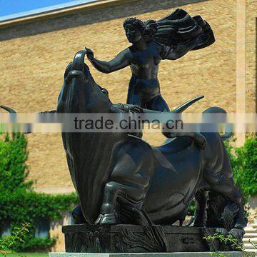 Large Outdoor Bronze Bull Sculpture Nude Woman Bronze Sculpture photo-4
