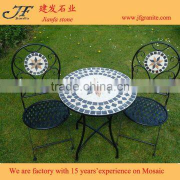 Outdoor flod furniture ceramic mosaic garden coffee table set designs