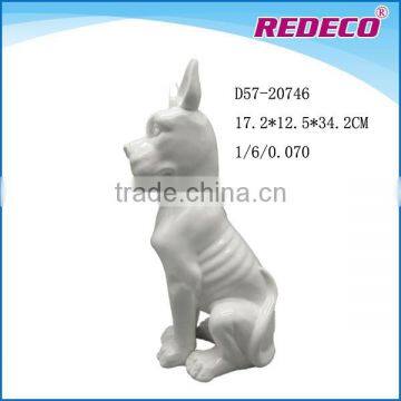 Modern Outdoor White Ceramic Dog Statue