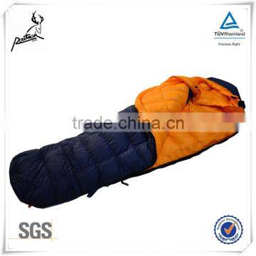 Contrast colour duck down mummy sleeping bag for camping