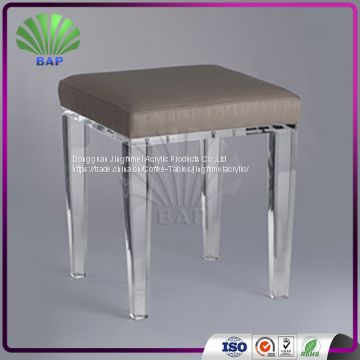 Plexiglass 4 Legs Stool Shop Mall Relax Stool Acrylic Dressing Room Cushion Square Stool