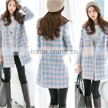 mid length Houndstooth overcoat,lady korean style woolen Houndstooth coat,Houndstooth jackets Houndstooth blazer for women