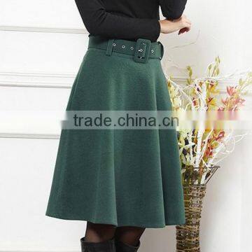 New arrival autumn winter wool skirt for women long skirt high waist pleated skirts women