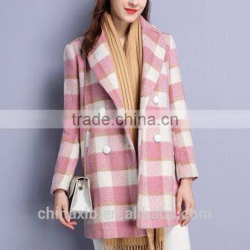 women winter fashion modern wool long sleeve double-breasted trench coat