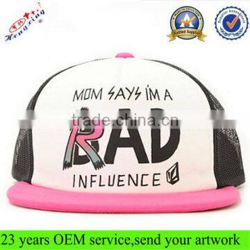 Hip Hop Cheap Snapback Trucker Hat Wholesale Custom Mesh Trucker Hat Flat Brim 5 Panel Foam Custom Printed Trucker Hat