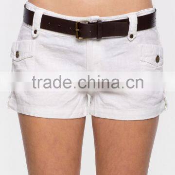 Summer Nice Design Women White Belted Linen Shorts Wholesale photo-5