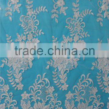 Fashion high quality tulle embroidery voile lace sequin fabric for bride