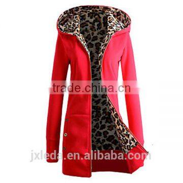 Women's Fashion Vintage Leopard Print Long Sleeve Hoodies Coat