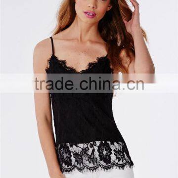 2015 Hot Sale Summer Ladies Lace Cami Top Black photo-2