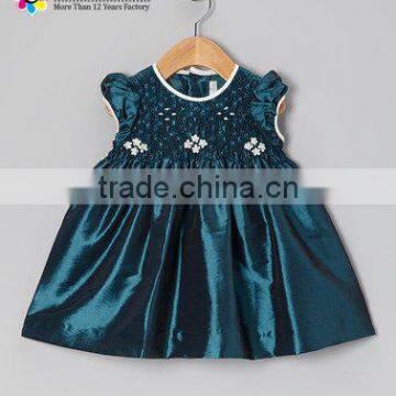 Baby Girls Boutique party dresses custom short sleeve smocking clothing for kids