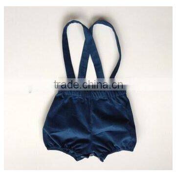 Boutique Blue Suspender Shorts Button Design Baby Boys Wearing Panties photo-2