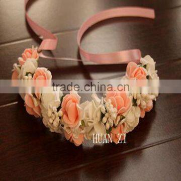 Rose Flower Headband Wedding Double Row Floral Garland Hairband photo-6
