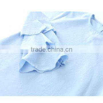 Fashion Womens Summer Long Bell Sleeve Ruffled Blouse Woman Clothing photo-4