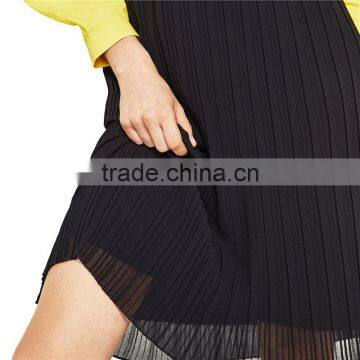 2017 OEM Spring Black Half-perspective Elastic Pleated Mini Skirt photo-2