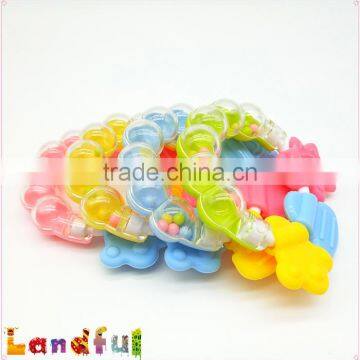 Cute Teething Ring Rattle Circle Baby Kids Infant Teether Silicone Rattle Rings