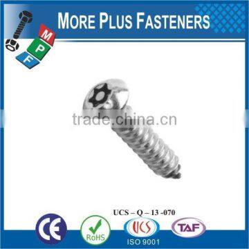 Made in Taiwan high Quality Pin Torx Drive Button Head Self Tapping Screw