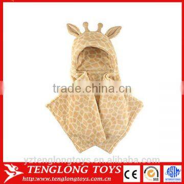 Super soft fabric giraffe blanket with adorable animal ears