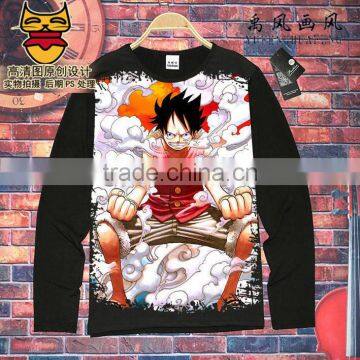 Wholesale One Piece QMilch Unisex Costume Long Sleeves Cartoon Anime T shirt ( S-XXXL )