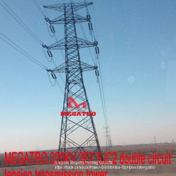 MEGATRO 220KV 2E2 SJC2 double circuit tension transmission tower This photo refers to our 220KV 2E2 SJC2 double circuit