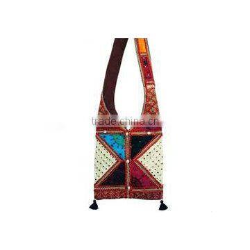 Indian Ethnic Handmade Embroidered Shoulder Bag with Mirror Work