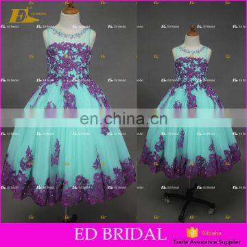 ED Bridal Factory Made Beade Lace Appliqued Tulle Flower Girl Dress 2017
