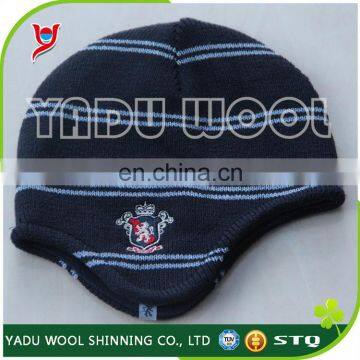 Children winter warm earflap striped beanie hat