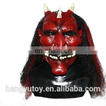 Deluxe Quality Adult Novelty Masks Red Horned Latex Devil Mask for Halloween