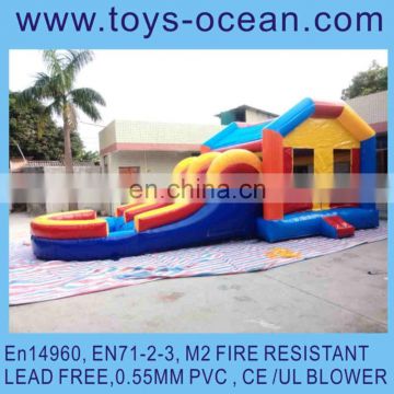 inflatable jumps with water slide ,bouncer combo with water pool , bounce house with pool