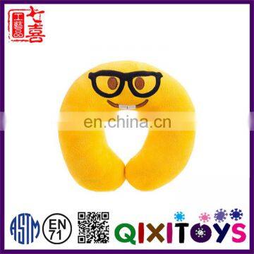 High quality cute soft plush emoji neck pillow custom made personalized travel neck pillow U shape