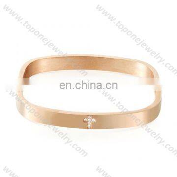 Plain wrist band rose gold color stainless steel bracelet women