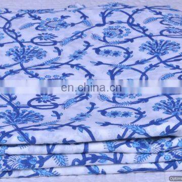 Hand Block Printed Sanganeri Print Fabric Throw Indian Handmade cotton Fabric