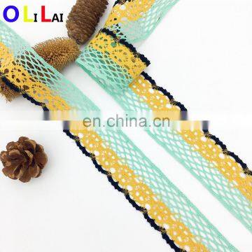 OLCT1427 4.9cm fashion fine multi color african cotton crochet lace trim for ladies