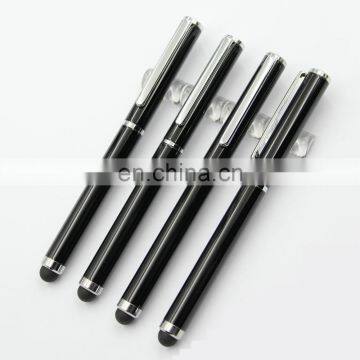 simply black lacquer finish barrel with capactive stylus screen touch metal roller pen