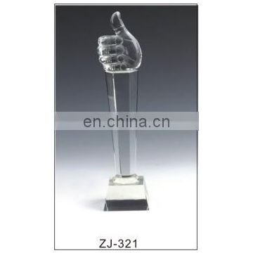 Optical Glass Classics Thumbs up Figure Crystal Trophy For Excellence Gifts