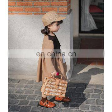 6537/England Style Fashion Kids Clothing Baby Girls' Casual Dresses Color Blocking Baby-doll Dress