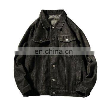 Fashion Street WearCasual OEM Washed Blue Custom Plain Blank Jeans Wholesale Cotton Denim Bomber Jackets For Jacket Men Coat