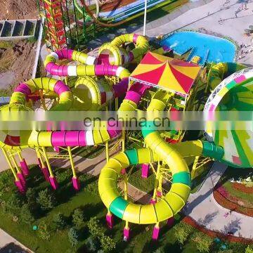 Rainbow Waterslide Fiberglass Water Park Slides For Sale