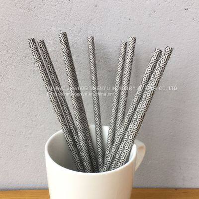 Black Checkered Drinking Paper Straws